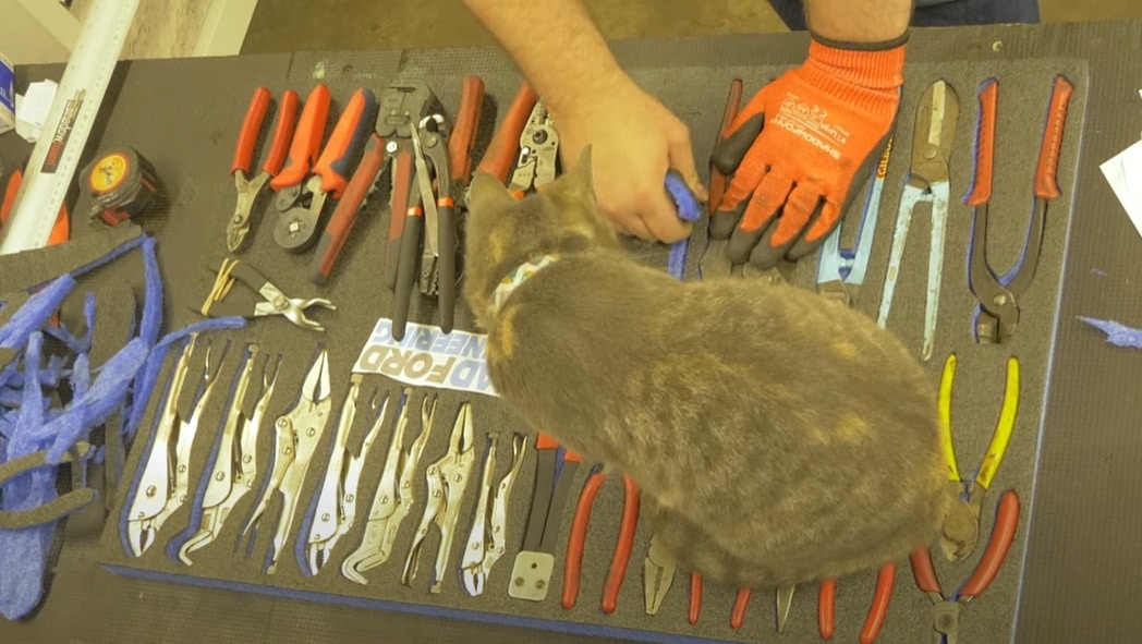 Fortunately both Mick and Mexie the cat were on hand to help us identify some of the more unusual electrical crimping tool parts we came across